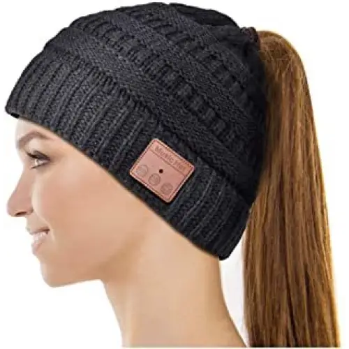 Fashion Bluetooth Earphones Music Hat Knitted And Velvet Warm Bluetooth Hat - Black / usb