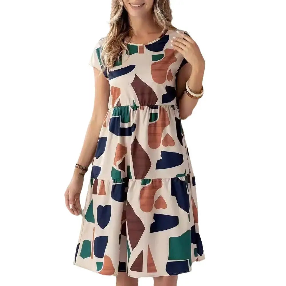 Fashion Casual Multicolor Printed Women’s Dress