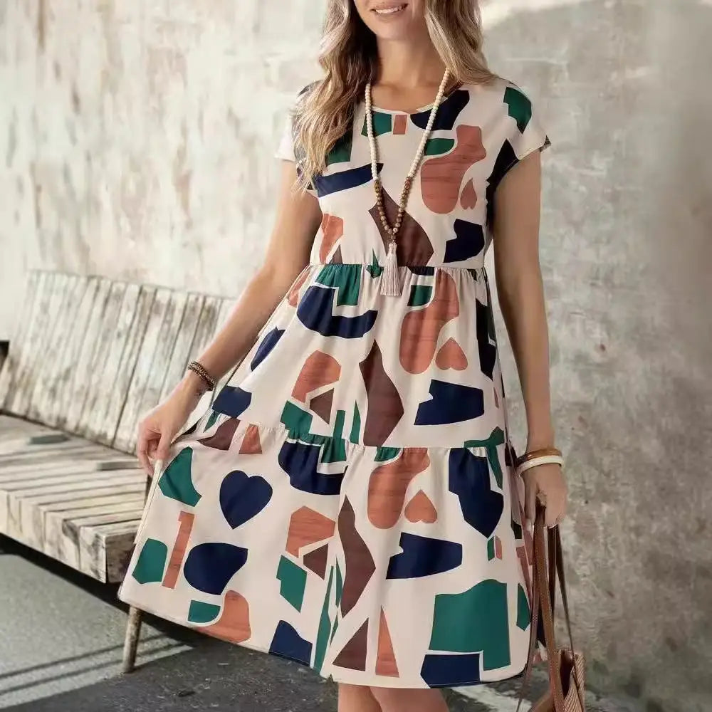 Fashion Casual Multicolor Printed Women’s Dress