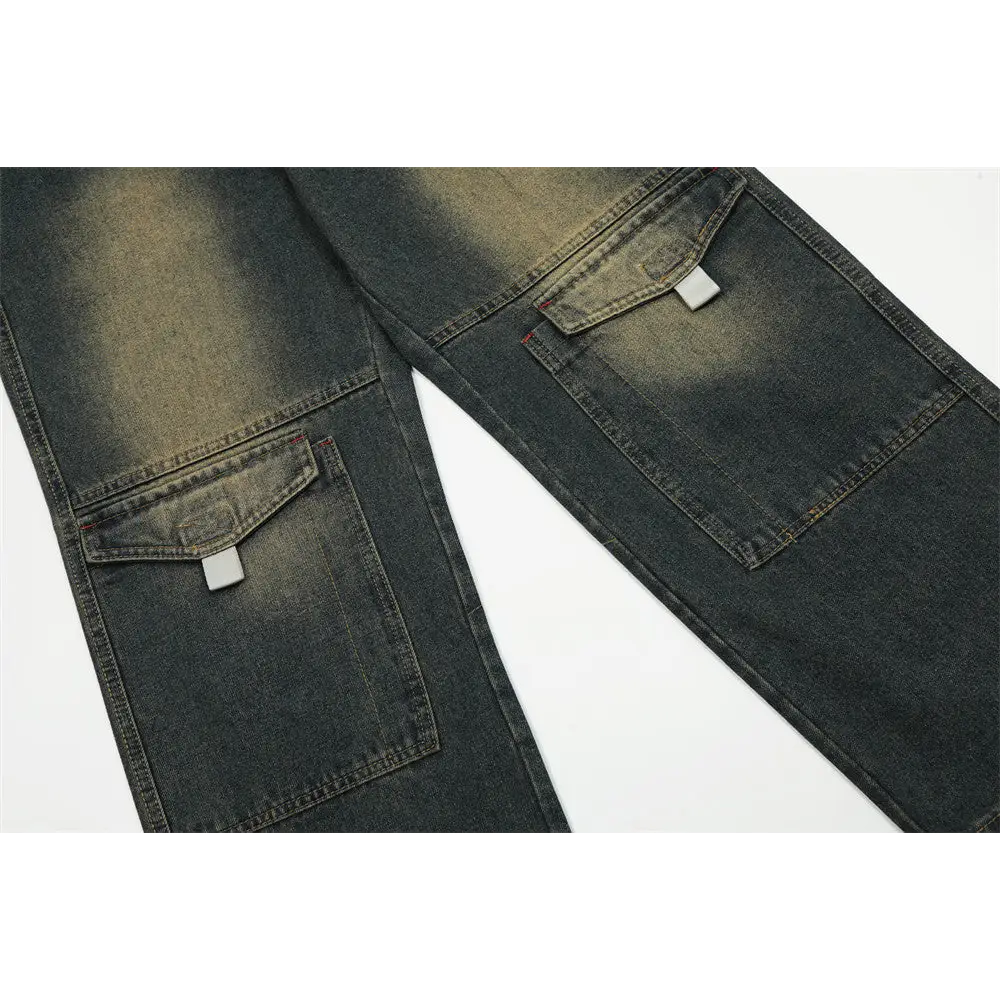 Fashion Denim Cargo Pants Trousers Men