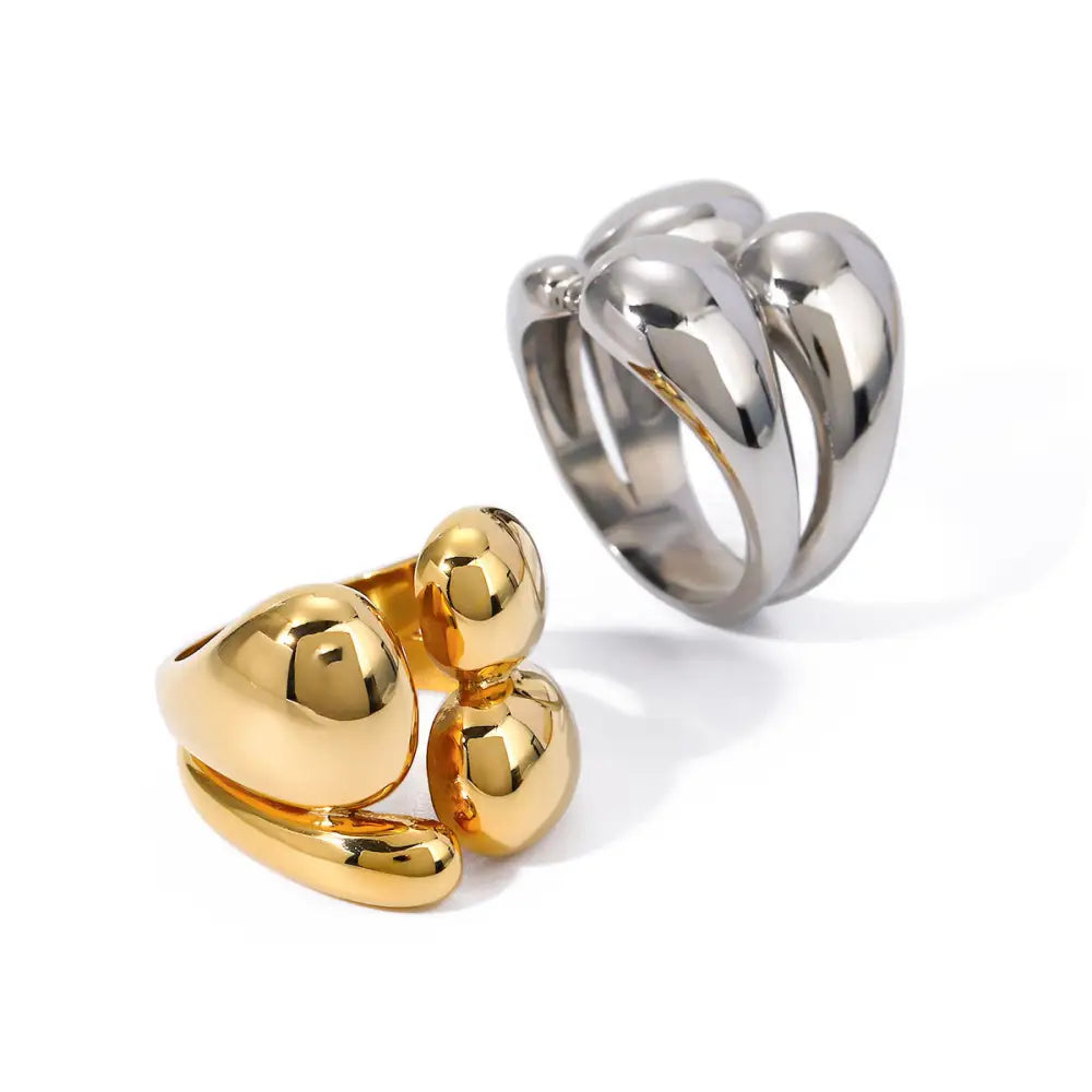Fashion Double Layer Rings Gold And Sliver Ring Stainless Steel Layered Metal Rings For Women Jewelry Beyond Trends Hub