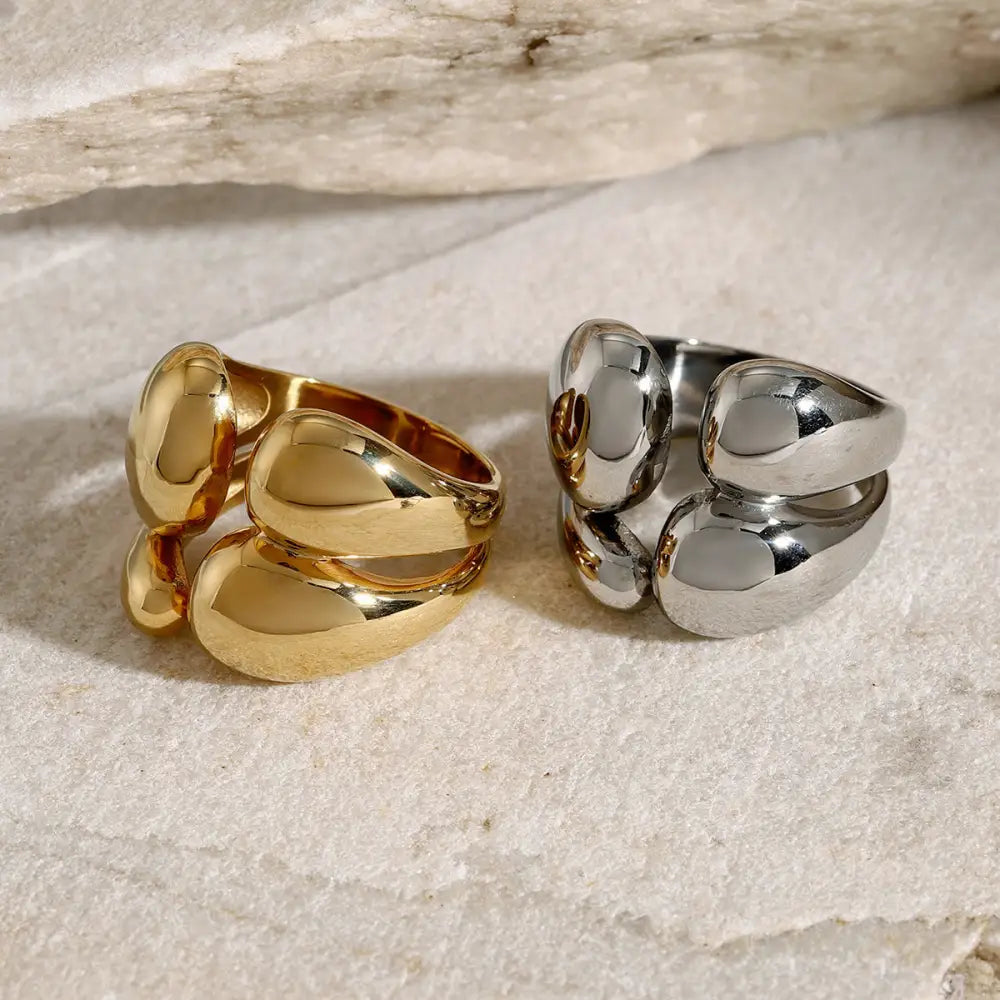 Fashion Double Layer Rings Gold And Sliver Ring Stainless Steel Layered Metal Rings For Women Jewelry Beyond Trends Hub