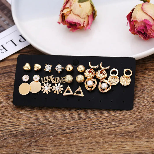 Fashion Flower Rhinestone Earings Set - Beyond Trends Hub 