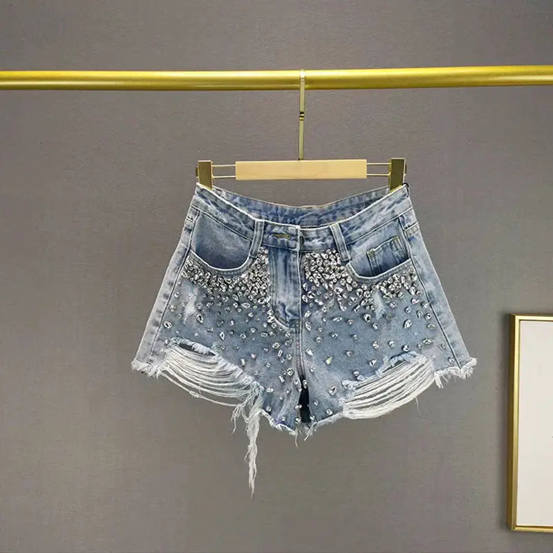 Fashion Holes Wide-leg Denim Shorts Women Beyond Trends Hub