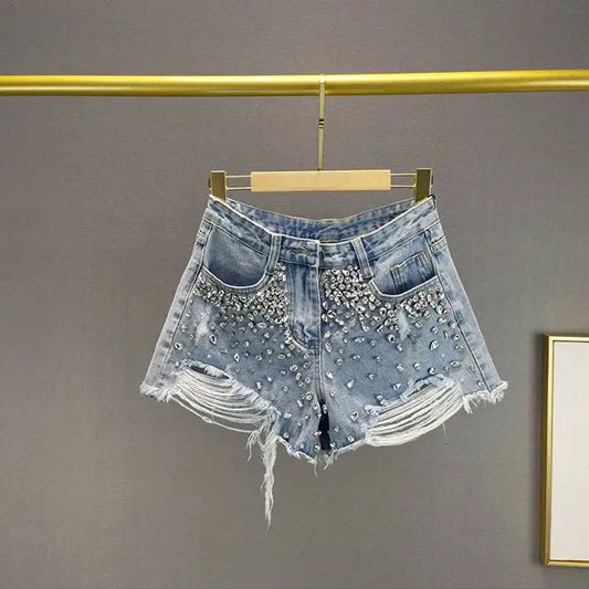 Fashion Holes Wide-leg Denim Shorts Women Beyond Trends Hub