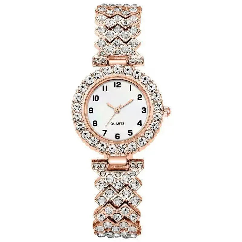 Fashion Jewelry 2pcs Luxury Fashion Women Watch Set Silver Strap Ladies Quartz Wristwatch Alloy Bracelet For Ladies