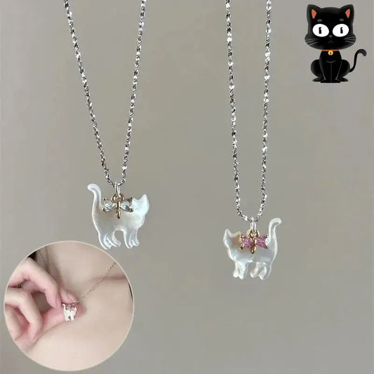 Fashion Jewelry Cute Transparent Cat Rhinestone Pendant Necklace Silver Plated Chain Women Girls Fashion Collar Necklace Party Gift Beyond Trends Hub