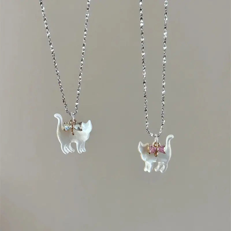 Fashion Jewelry Cute Transparent Cat Rhinestone Pendant Necklace Silver Plated Chain Women Girls Fashion Collar Necklace Party Gift Beyond Trends Hub