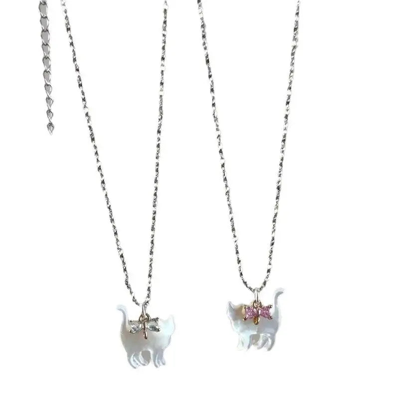 Fashion Jewelry Cute Transparent Cat Rhinestone Pendant Necklace Silver Plated Chain Women Girls Fashion Collar Necklace Party Gift Beyond Trends Hub