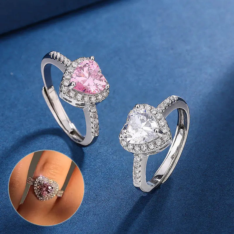Fashion Jewelry Micro-encrusted Zircon Diamond Love Peach Heart Ring Female Luxury High-end Marriage Niche Temperament Hand Jewelry - Beyond Trends Hub 