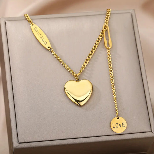 Fashion Jewelry Multilayer Heart Pendant Necklaces For Women Stainless Steel Chain Choker Zircon Moon Star Necklace Femme Wedding Jewelry Gift Christian Dior