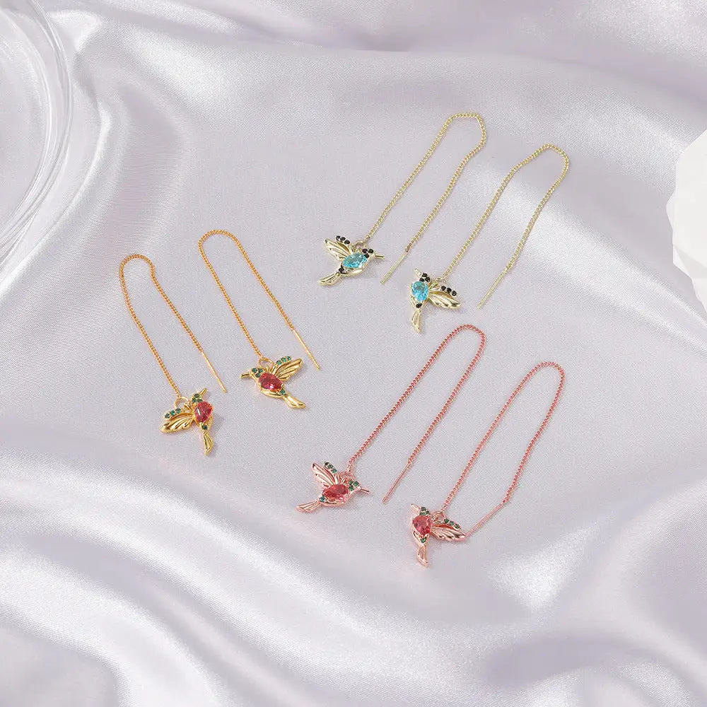 Fashion Jewelry New Unique Little Bird Drop Long Hanging Hummingbird Earrings For Women Elegant Girl Tassel Crystal Pendant Earring Jewelry Beyond Trends Hub