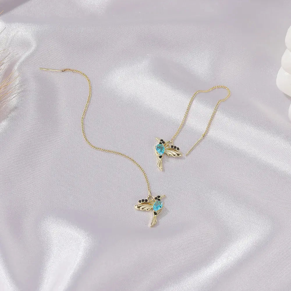 Fashion Jewelry New Unique Little Bird Drop Long Hanging Hummingbird Earrings For Women Elegant Girl Tassel Crystal Pendant Earring Jewelry Beyond Trends Hub