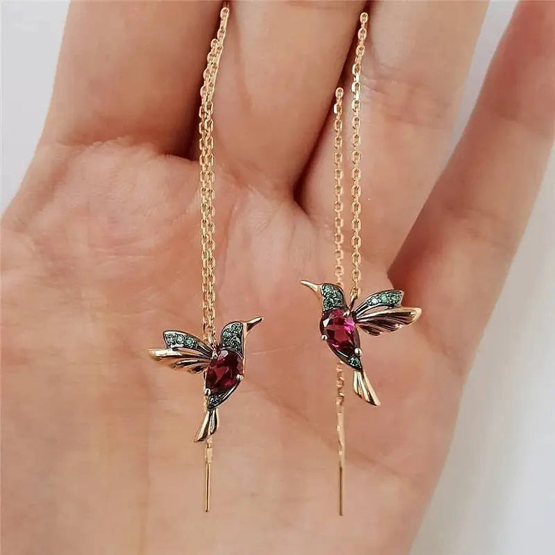 Fashion Jewelry New Unique Little Bird Drop Long Hanging Hummingbird Earrings For Women Elegant Girl Tassel Crystal Pendant Earring Jewelry Beyond Trends Hub