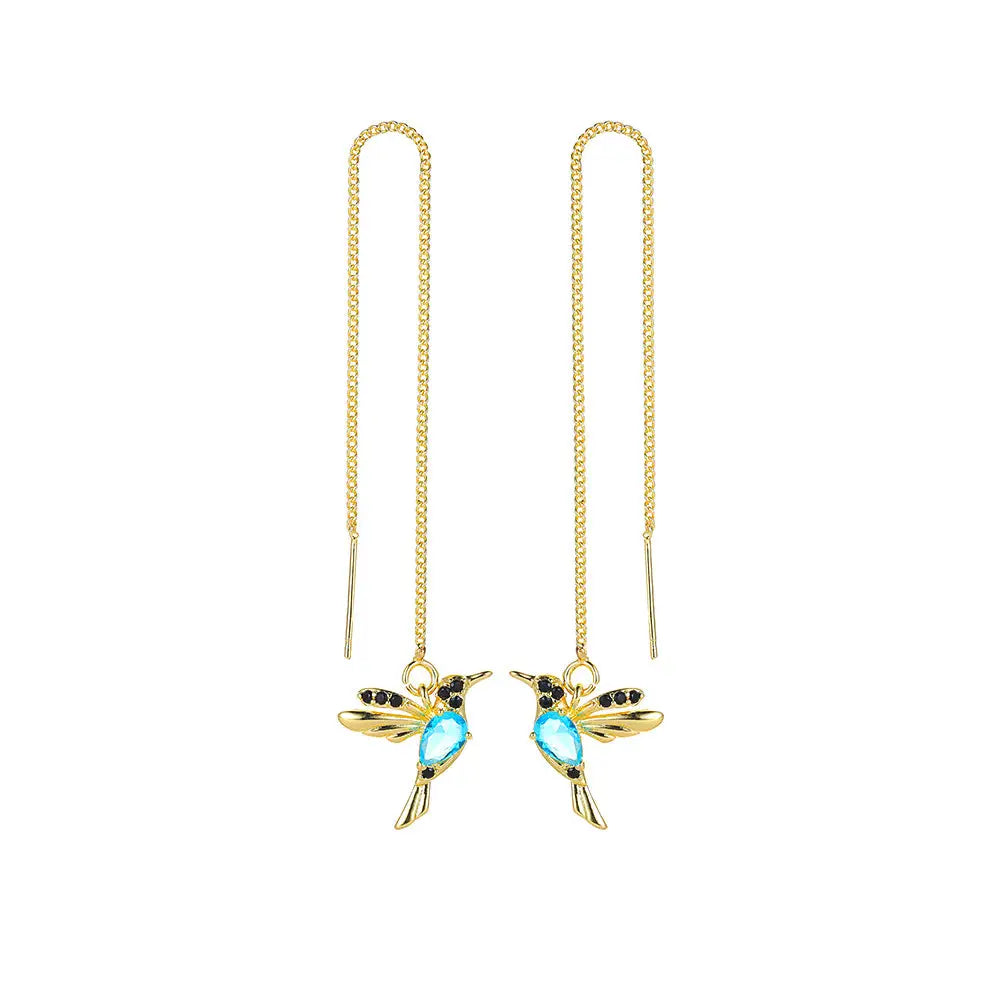 Fashion Jewelry New Unique Little Bird Drop Long Hanging Hummingbird Earrings For Women Elegant Girl Tassel Crystal Pendant Earring Jewelry Beyond Trends Hub