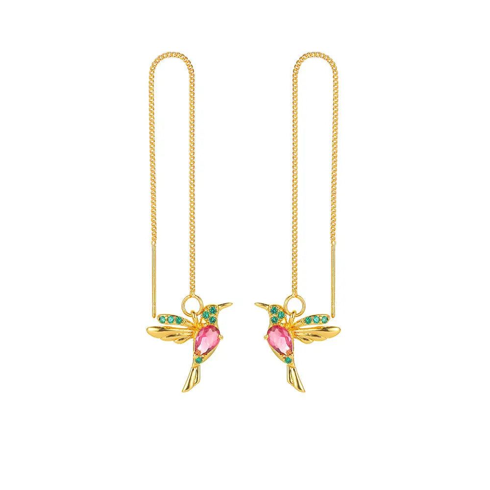 Fashion Jewelry New Unique Little Bird Drop Long Hanging Hummingbird Earrings For Women Elegant Girl Tassel Crystal Pendant Earring Jewelry Beyond Trends Hub
