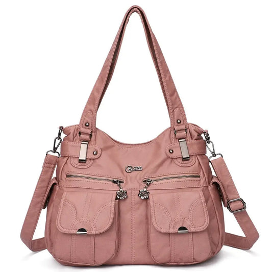 Fashion Ladies Soft Leather Portable Messenger Bag Crossbody Bags For Women Zipper Pocket Soft Casual Tote - Beyond Trends Hub 