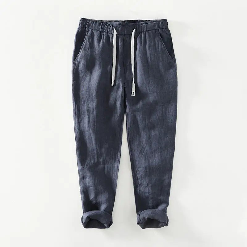 Fashion Linen Leisure Trousers Men - Gray Blue / M