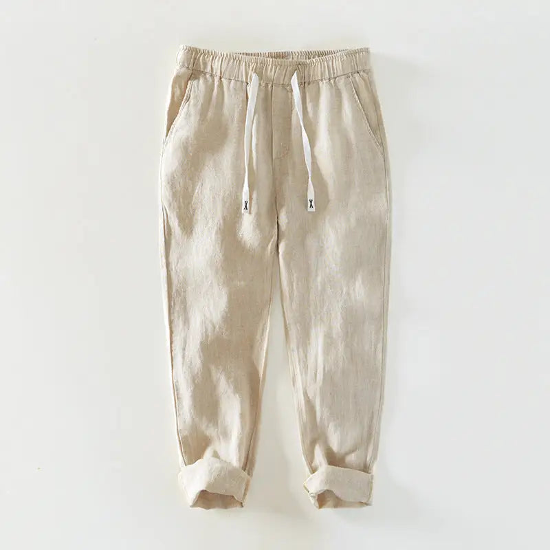 Fashion Linen Leisure Trousers Men - Khaki / M