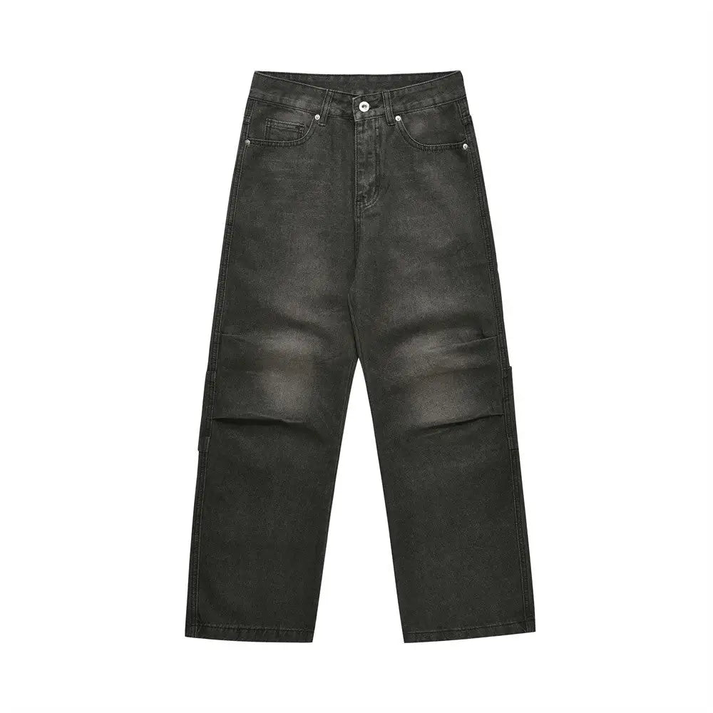 Fashion Loose Denim Trousers Men - Black / S