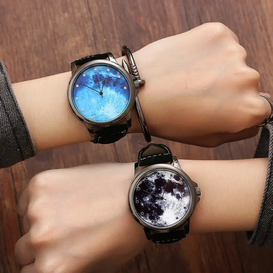 Fashion Minimalist Women Quartz Wristwatches Starry Sky Moon Pattern Design Unique Ladies Casual Watch Female Exquisite Watches - Beyond Trends Hub 