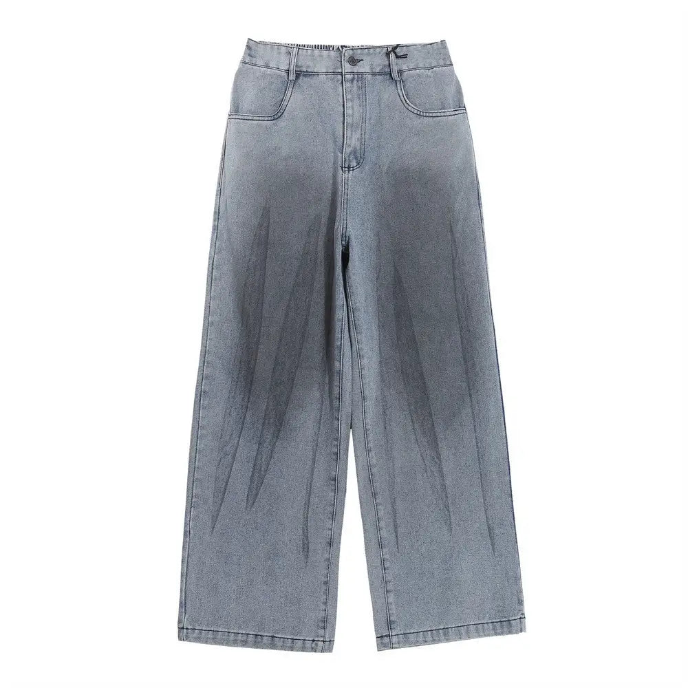 Fashion Personality Denim Loose Trousers Men - Blue / S