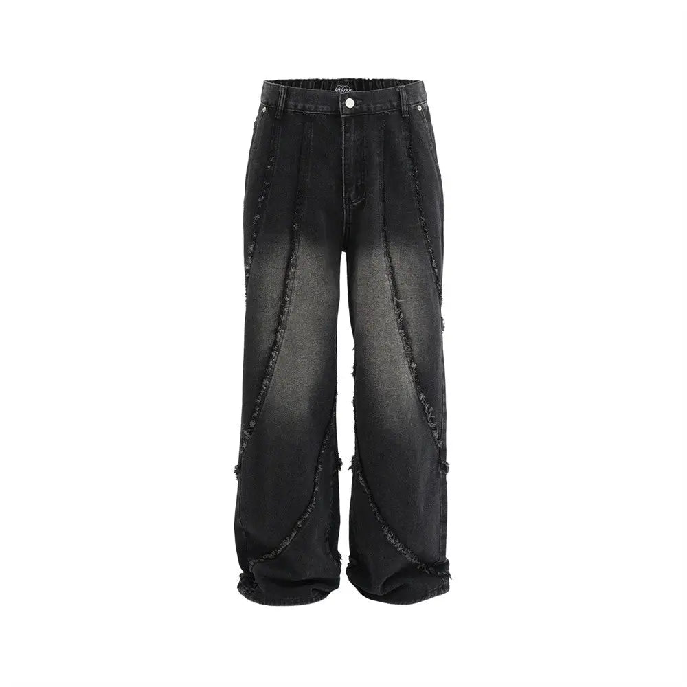 Fashion Personality Loose Denim Trousers Men - Black / S