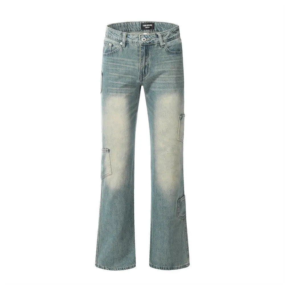 Fashion Personality Washing Denim Trousers Men - Blue / XS