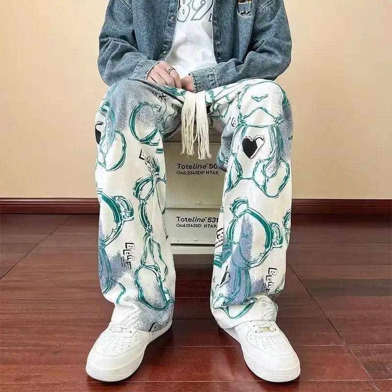 Fashion Personalized Casual Pants Trousers Men - White / M