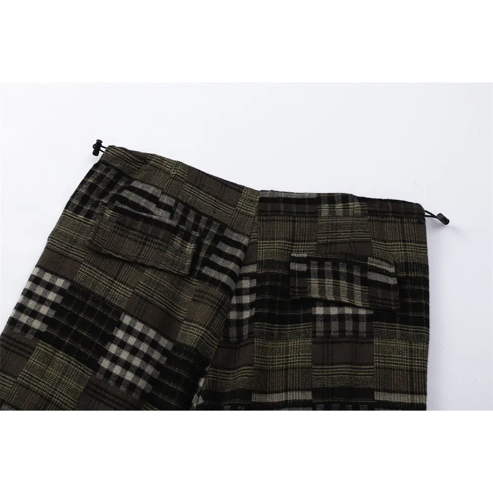 Fashion Plaid Casual Straight Trousers Men