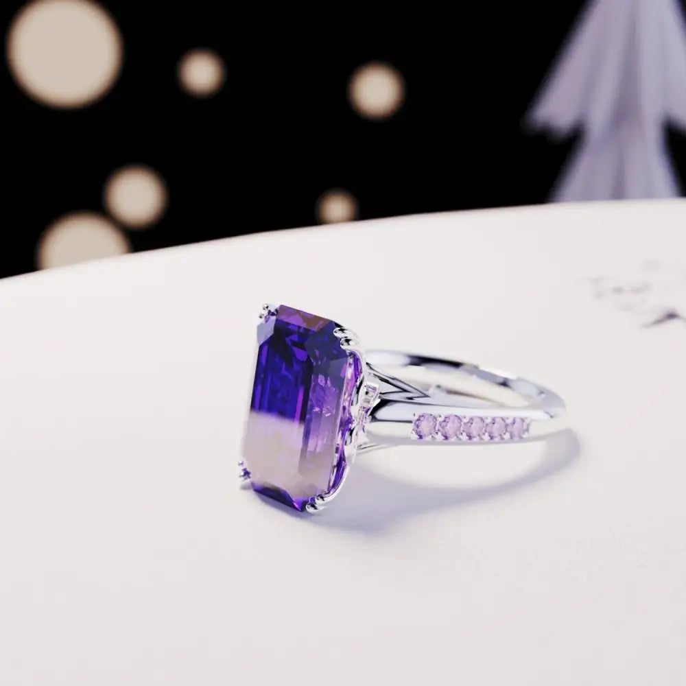 Fashion Popular Simplicity Inlaid Zirconium Ring Special-interest Design - Purple