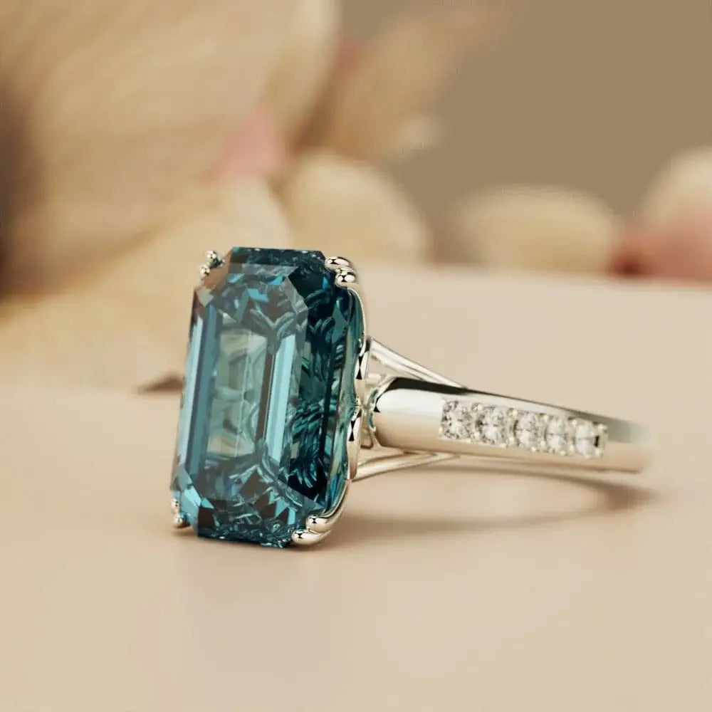 Fashion Popular Simplicity Inlaid Zirconium Ring Special-interest Design - Dark Blue