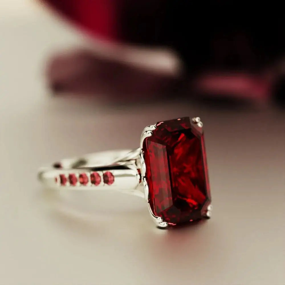 Fashion Popular Simplicity Inlaid Zirconium Ring Special-interest Design - Wine Red