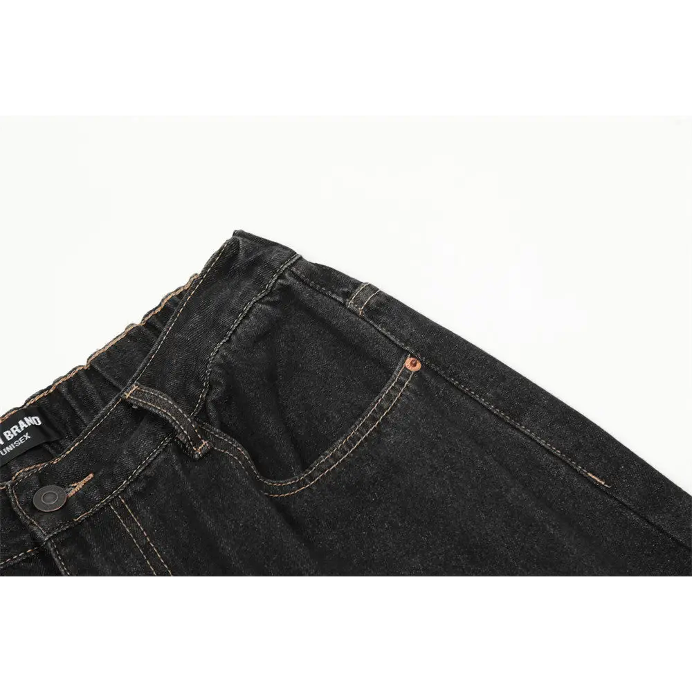 Fashion Punk Patch Denim Trousers Men