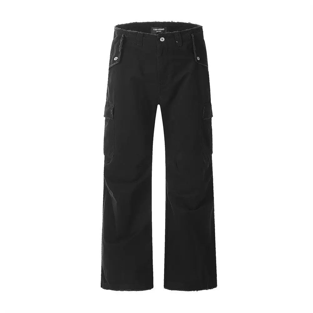 Fashion Straight Denim Trousers For Men - Black / XS