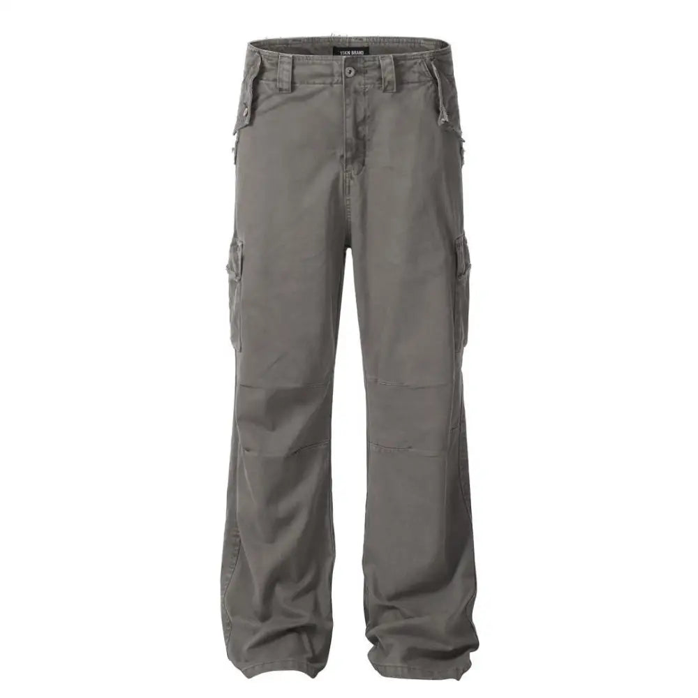 Fashion Straight Denim Trousers For Men - Gray / XS