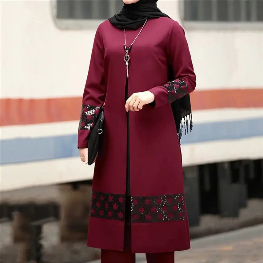 Fashion Suits Temperament Two Piece Casual set Women Long Pu - Red / XXL