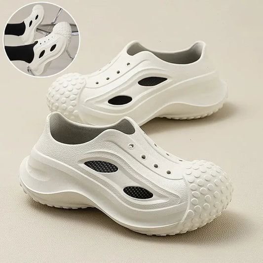 Fashion Thick-soled Clogs Shoes Indoor Floor Slippers Women Men Summer Outdoor Non-Slip Baotou Toe Beach Shoes - 4