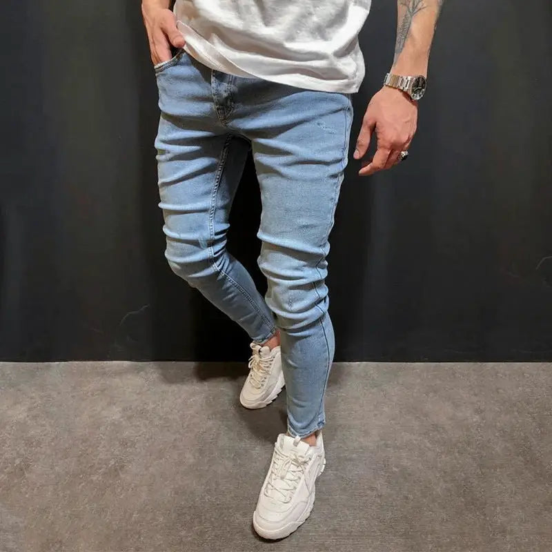 Fashion Trend Men Blue Denim Trousers - Blue / S