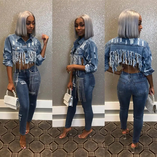 Fashion Women's Jackets Cropped Denim Tops Beyond Trends Hub