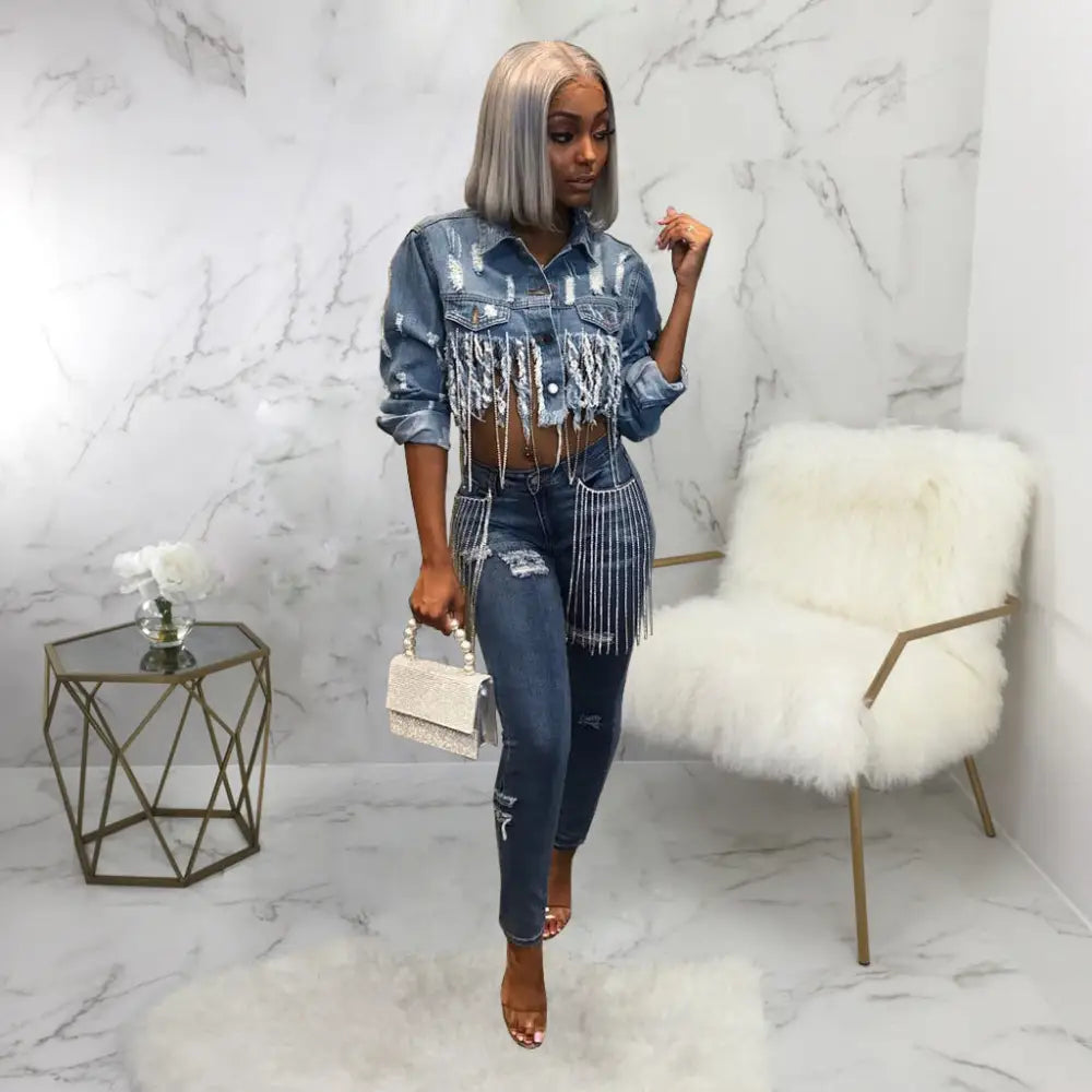 Fashion Women's Jackets Cropped Denim Tops Beyond Trends Hub