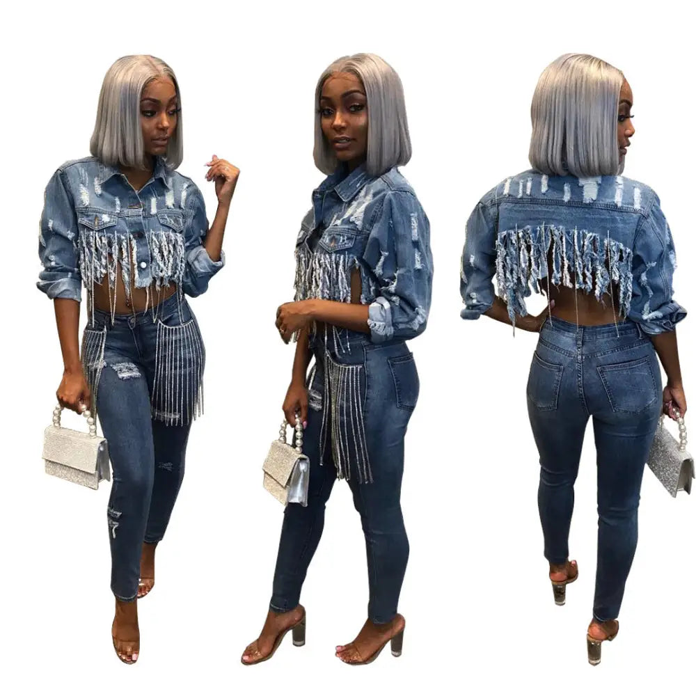 Fashion Women's Jackets Cropped Denim Tops Beyond Trends Hub
