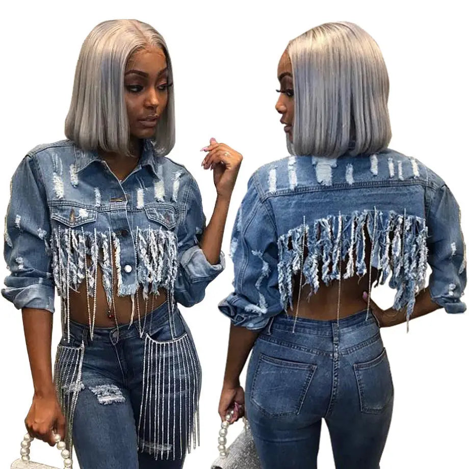 Fashion Women's Jackets Cropped Denim Tops Beyond Trends Hub