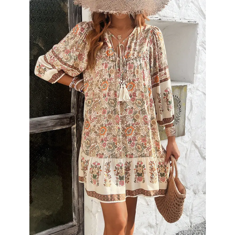 Fashion Women’s Wear V-neck Printed Dress