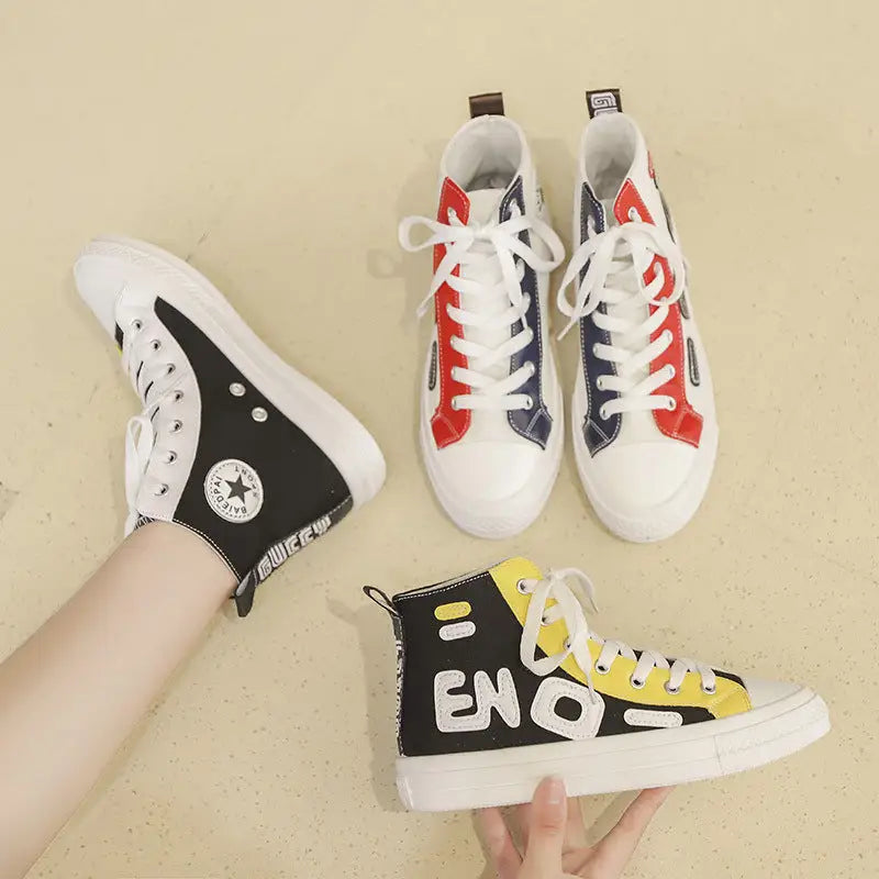 Fashionable wild high-top canvas shoes