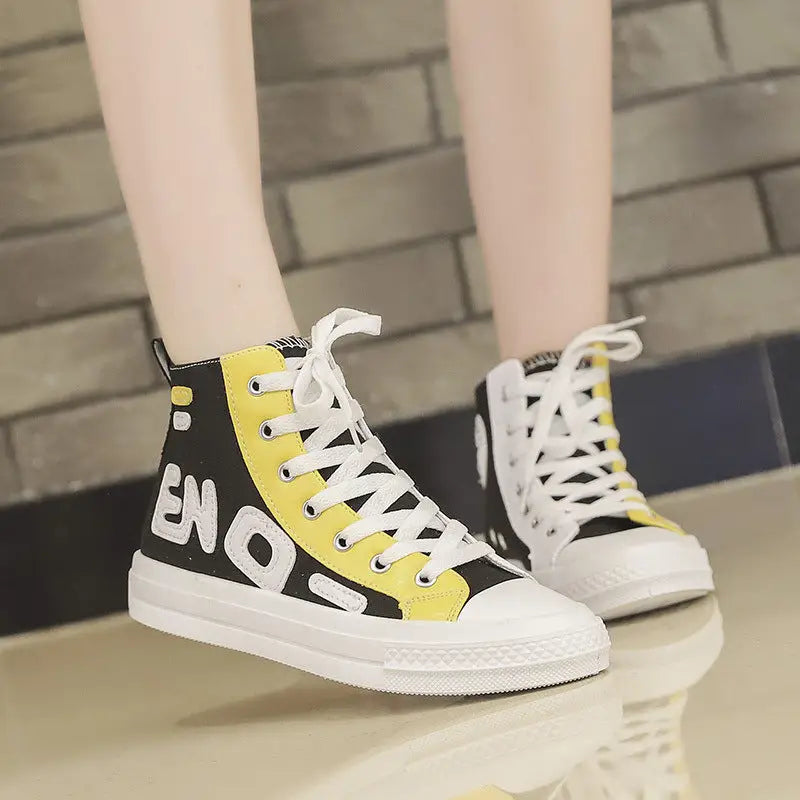 Fashionable wild high-top canvas shoes