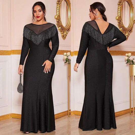 Fat Women Plus Size Evening Party Prom Long Dress Dresses - Black / XL