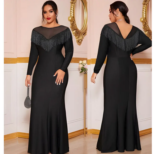 Fat Women Plus Size Evening Party Prom Long Dress Dresses - Black / XL