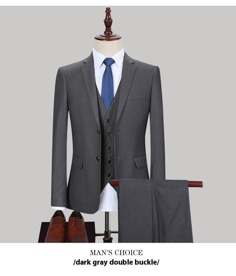 Dark Green Suit Suit Men’s Three-piece Suit Korean Slim Suit Business