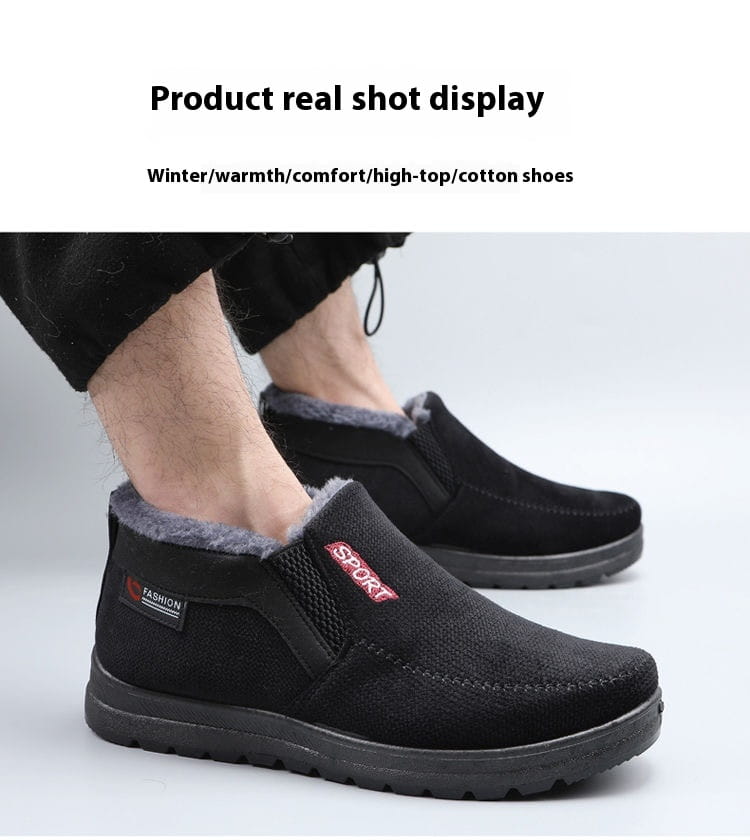 Men’s Shoes Thermal Non-slip Cotton-padded Shoes Casual Slip-on Old Beijing Cloth Shoes